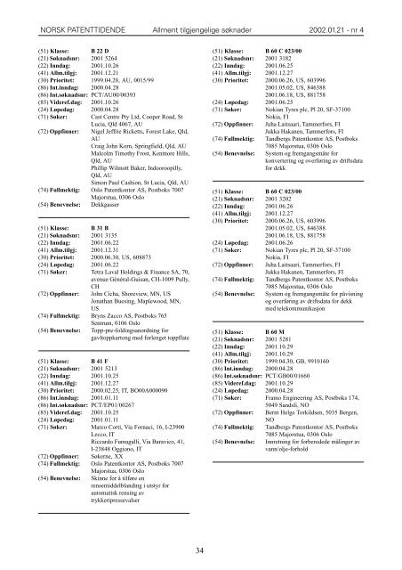 Norsk Patenttidende nr 04 - 2002 - Patentstyret