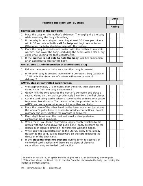 Skills Checklist - Path