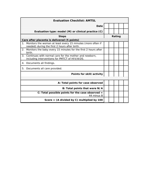 Skills Checklist - Path