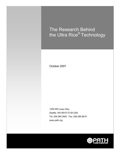 The Research Behind the Ultra Rice® Technology - Path