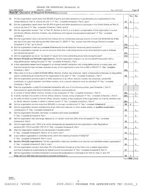 2009 IRS Form 990 - PATH