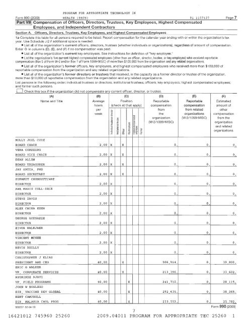 2009 IRS Form 990 - PATH