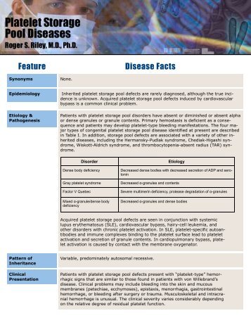 Platelet Storage Pool Diseases - Pathology