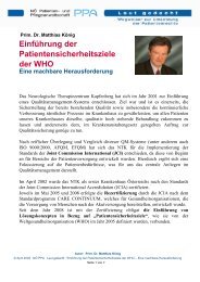 Einführung der Patientensicherheitsziele der WHO - NÖ Patienten