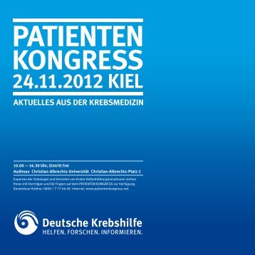 Programme PATIENTEN KONGRESS Kiel - Haus der Krebs ...