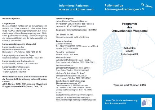 Programm Wuppertal - Patientenliga Atemwegserkrankungen e.V.