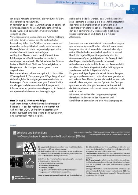Ausgabe Frühjahr - 2006 - Patientenliga Atemwegserkrankungen e.V.