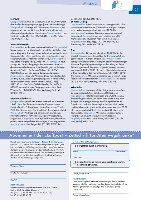 Ausgabe Frühjahr - 2006 - Patientenliga Atemwegserkrankungen e.V.