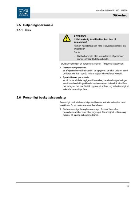 Brugsanvisning - CVS Engineering - Compressors