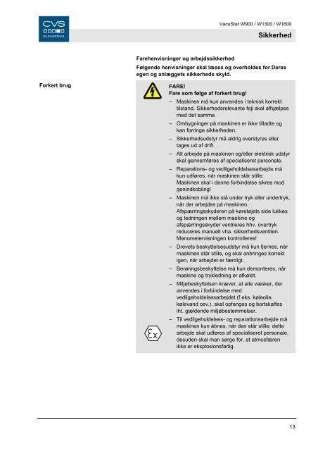 Brugsanvisning - CVS Engineering - Compressors