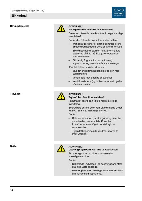 Brugsanvisning - CVS Engineering - Compressors