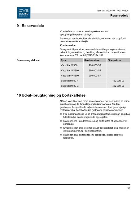 Brugsanvisning - CVS Engineering - Compressors