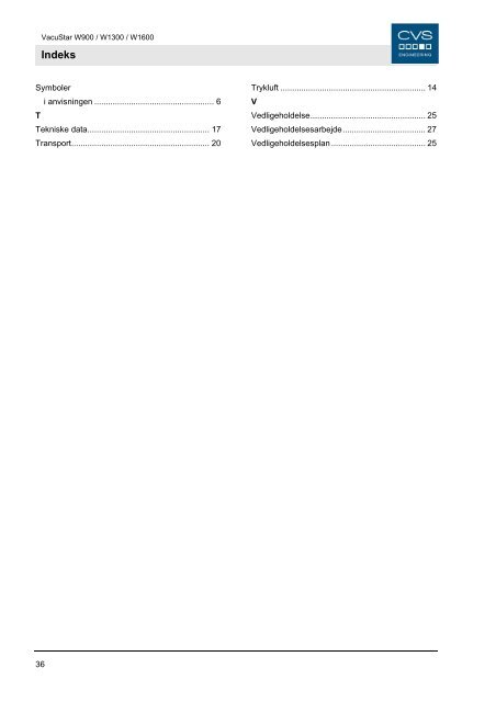 Brugsanvisning - CVS Engineering - Compressors