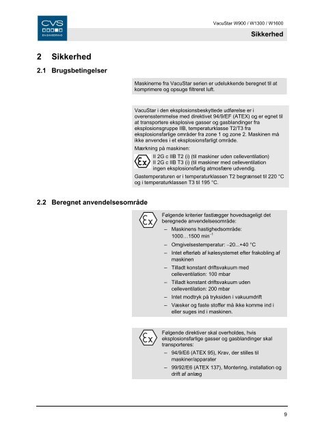 Brugsanvisning - CVS Engineering - Compressors