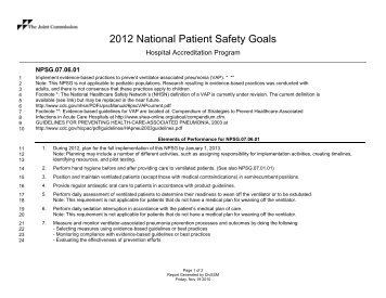 2012 National Patient Safety Goals - Joint Commission