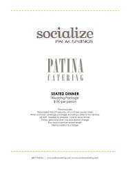 Wedding Package - Seated Dinner Menu - The Patina Group