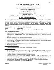 B. Ed. ADMISSION LIST - Patna Womens College