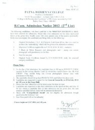 BeComeAdmission Notice 2012 (2nd List) - Patna Womens College