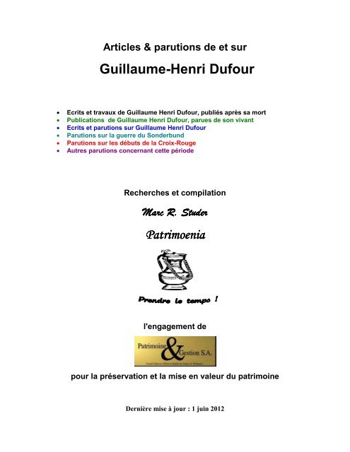 Guillaume-Henri Dufour Patrimoenia Patrimoenia