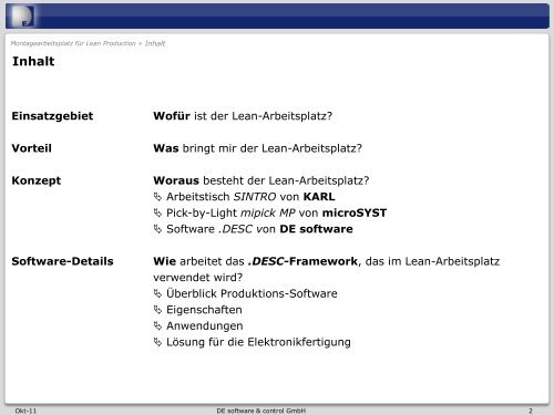 Montagearbeitsplatz für Lean Production - DE software & control ...