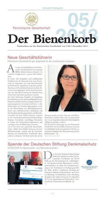 Bienenkorb 05/2013 (pdf) - Patriotischen Gesellschaft
