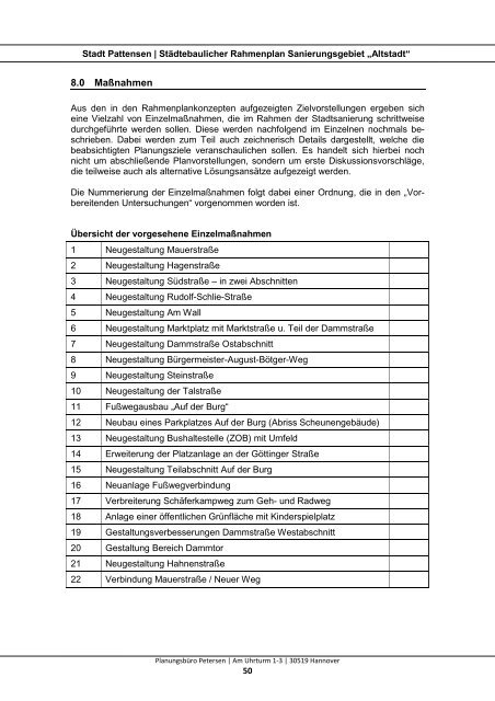 Städtebaulicher Rahmenplan Sanierungsgebiet ... - Stadt Pattensen