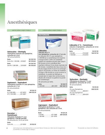 AnesthÃ©siques 08 - Patterson Dental/Dentaire Canada