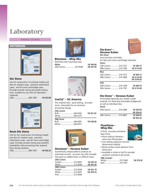 Laboratory 528 to 591 Patterson Dental/Dentaire Canada