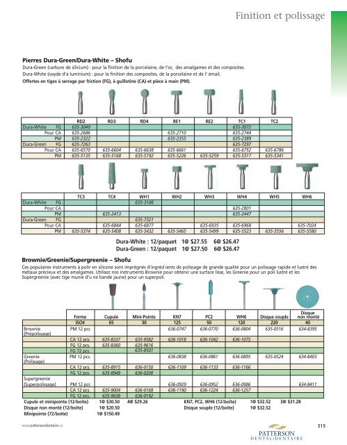 Finition et polissage 284 - Patterson Dental/Dentaire Canada