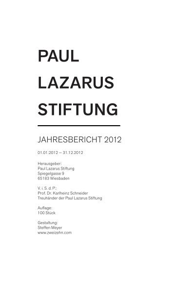 Download Stiftungsbericht 2012 - Paul Lazarus Stiftung