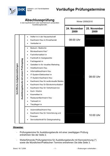 VorlÃ¤ufige PrÃ¼fungstermine - Paul-Orzessek.de