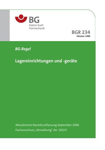 BGR 234: Lagereinrichtungen und -gerÃ¤te - Paul-Orzessek.de