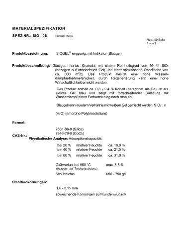 MATERIALSPEZIFIKATION - Paul Gothe GmbH