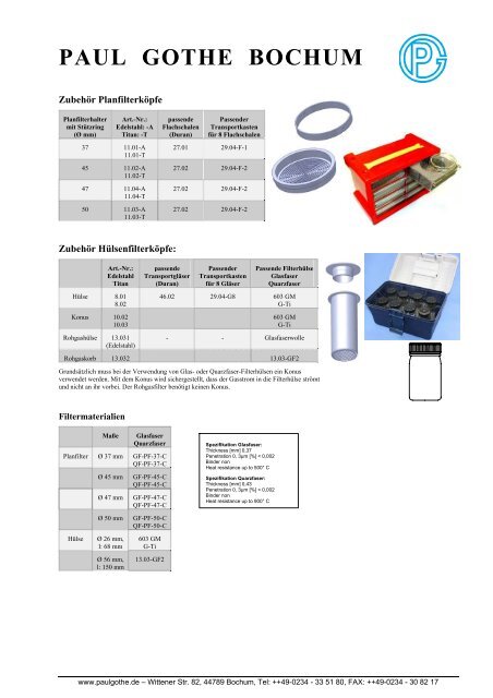 Filterinformationen - Paul Gothe GmbH