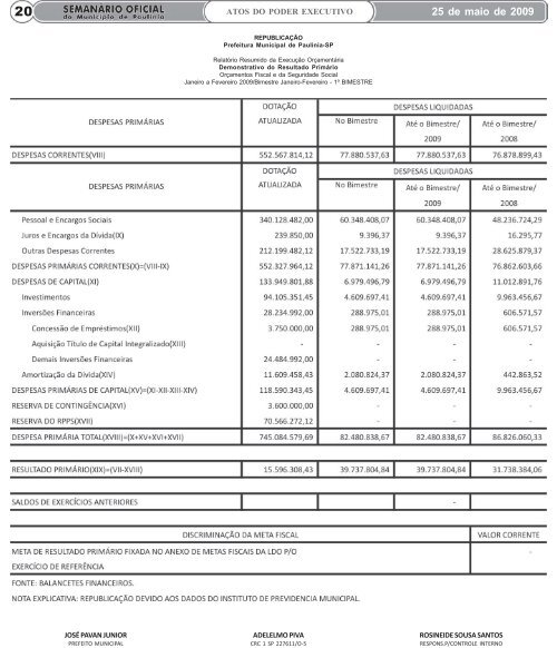 atos do poder executivo - Prefeitura Municipal de PaulÃ­nia - Governo ...