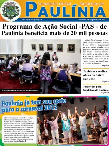 Programa de AÃ§Ã£o Social -PAS - de - Prefeitura Municipal de PaulÃ­nia