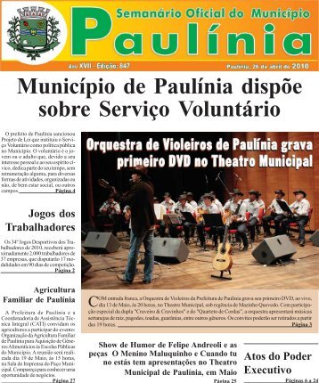 MunicÃ­pio de PaulÃ­nia dispÃµe sobre ServiÃ§o VoluntÃ¡rio - Prefeitura ...