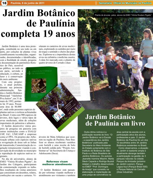 Ruas e Avenidas de PaulÃ­nia recebem melhorias - Prefeitura ...