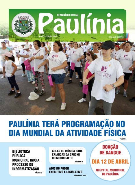 1003 - EdiÃ§Ã£o Normal - Prefeitura Municipal de PaulÃ­nia