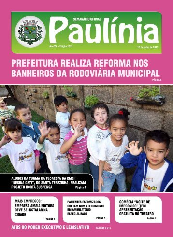 1019 - EdiÃ§Ã£o Normal - Prefeitura Municipal de PaulÃ­nia