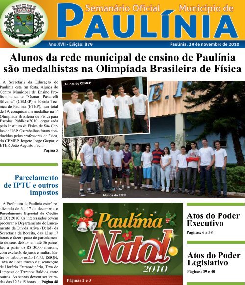 Alunos da rede municipal de ensino de PaulÃ­nia sÃ£o - Prefeitura ...