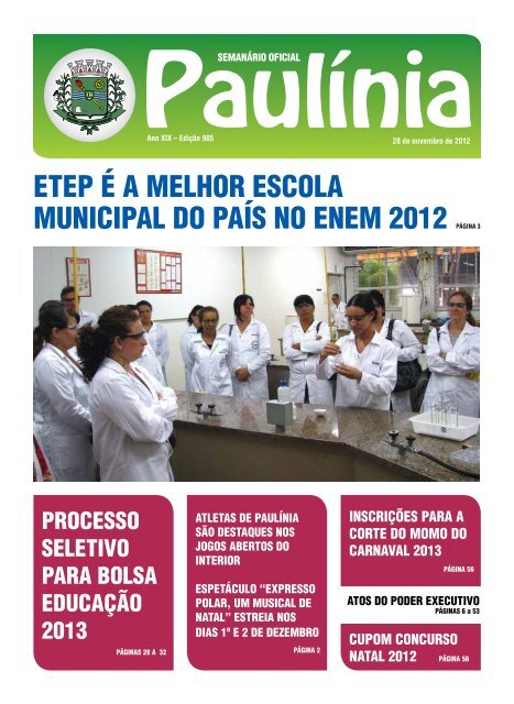 etep Ã© a melhor escola municipal do paÃ­s no enem 2012 - Prefeitura ...