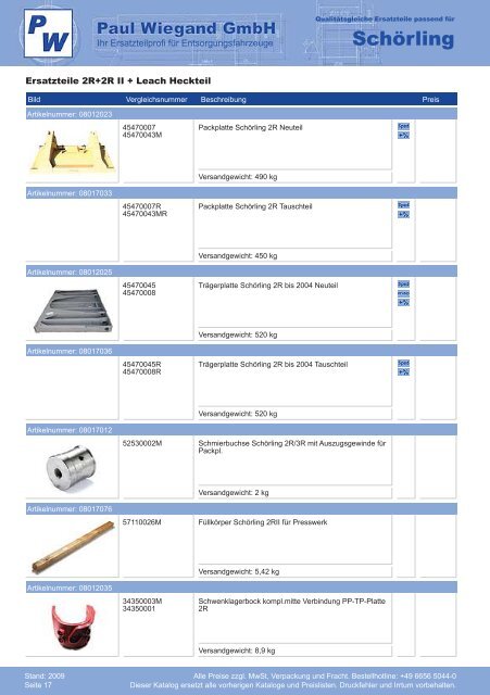 Katalog 2009 SchÃ¶rling - Paul Wiegand GmbH