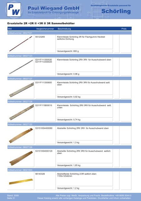 Katalog 2009 SchÃ¶rling - Paul Wiegand GmbH