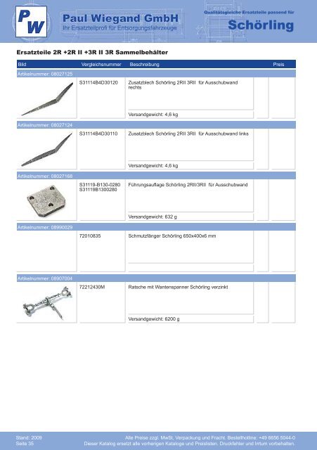 Katalog 2009 SchÃ¶rling - Paul Wiegand GmbH