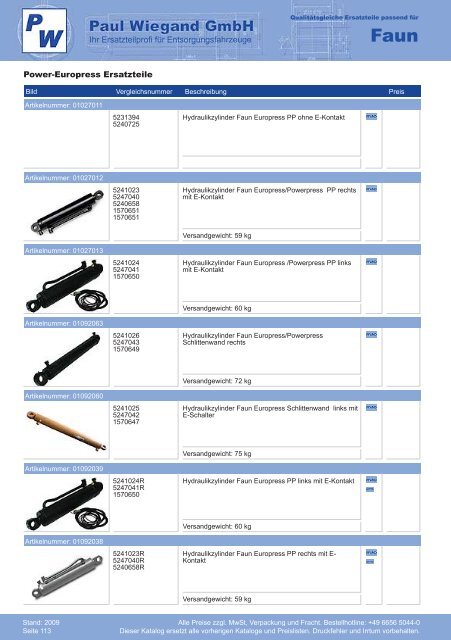 Katalog 2009 Faun - Paul Wiegand GmbH