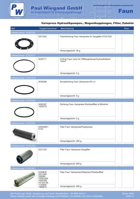 Katalog 2009 Faun - Paul Wiegand GmbH