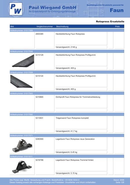 Katalog 2009 Faun - Paul Wiegand GmbH