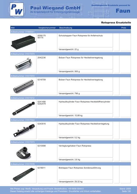 Katalog 2009 Faun - Paul Wiegand GmbH