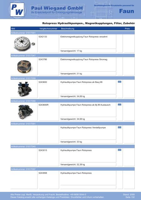 Katalog 2009 Faun - Paul Wiegand GmbH